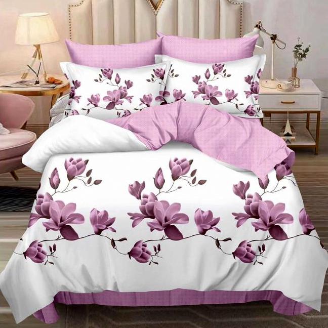 Lenjerie pat dublu, Finet, 6 piese, Roz, magnolii 1 Lenjerie pat dublu, Finet, 6 piese, Roz, magnolii