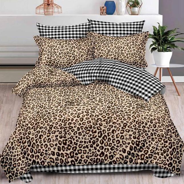 Lenjerie pat dublu, Finet, 6 piese, Maro, animal print 1 Lenjerie pat dublu, Finet, 6 piese, Maro, animal print