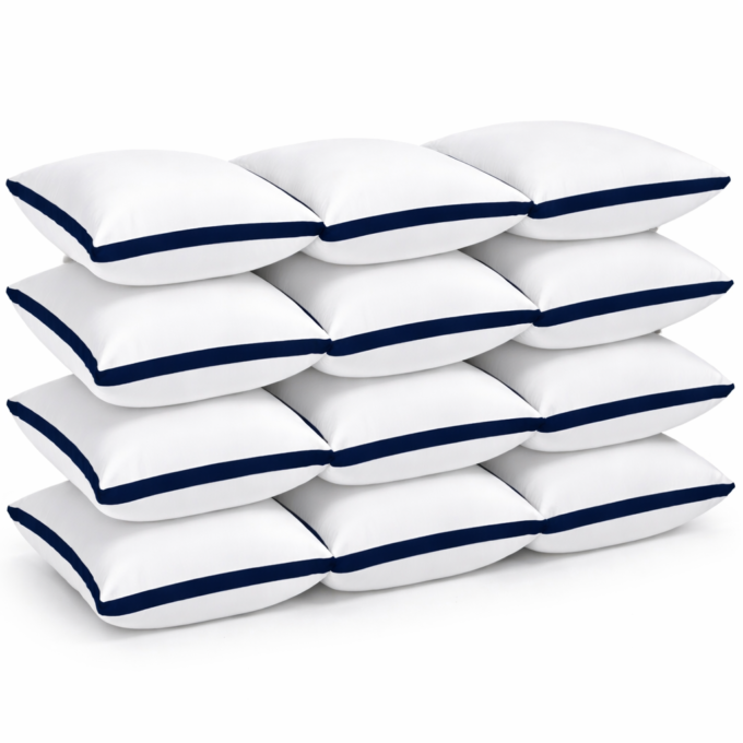 Set de 12 perne Hotel Luxury dreptunghiulare 50x70cm cu puf siliconizat, albastru