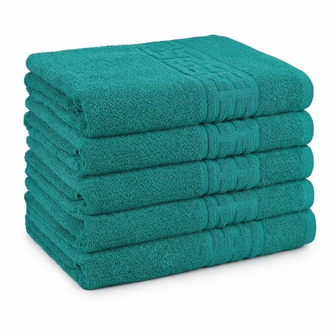 Set 5 prosoape medii 50x90cm, din 100% bumbac pakistanez,  400g, Turquoise
