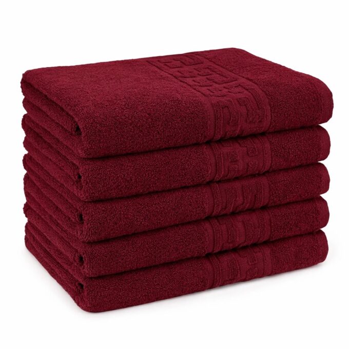 Set 5 prosoape medii 50x90cm, din 100% bumbac pakistanez,  500g, Visiniu