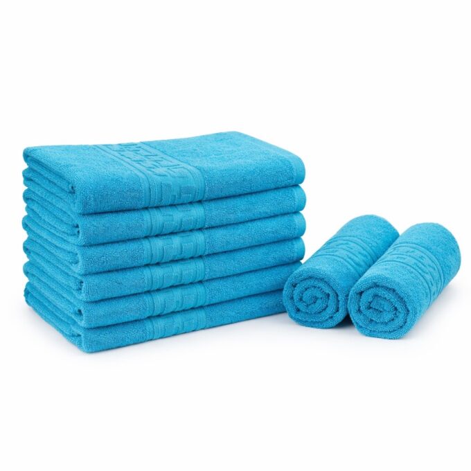 Set 8 prosoape mici 30x50cm, din 100% bumbac pakistanez,  400g, Bleu
