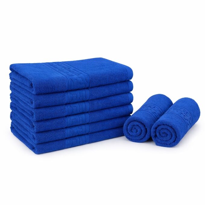 Set 8 prosoape mici 30x50cm, din 100% bumbac pakistanez,  400g, Albastru