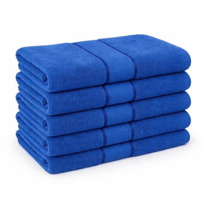 Set 5 prosoape medii 50x90cm, din 100% bumbac pakistanez,  400g, Line, Albastru