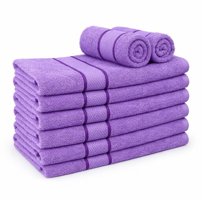 Set 8 prosoape mici 30x50cm, din 100% bumbac pakistanez,  400g, Line, Mov