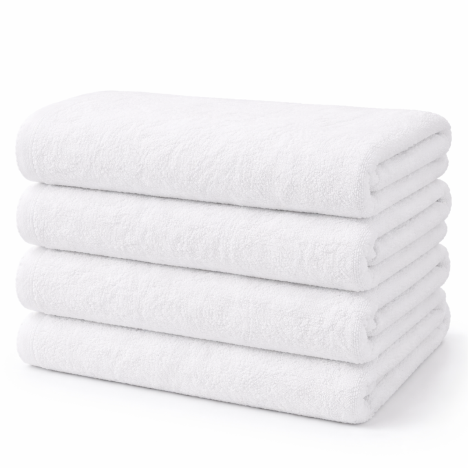 Set 4 prosoape mari 90x180cm tip Cearsaf de Baie SPA, din 100% bumbac pakistanez,  600g, Premium Hotel Collection, Alb