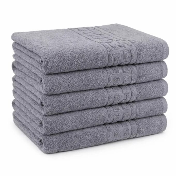Set 5 prosoape mari 70x130cm, din 100% bumbac pakistanez, 400g, Line, Gri