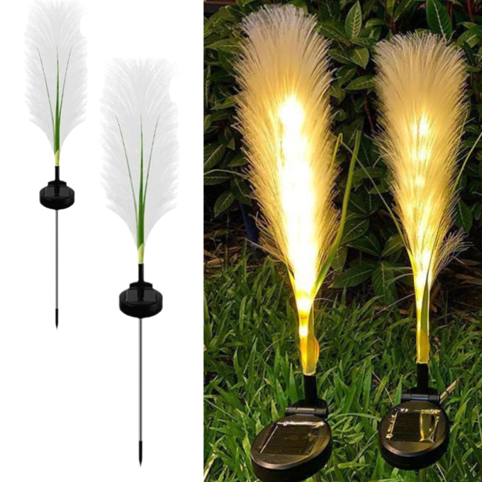 Set 2 Lampi Solare Decorative Tip Iarba Pampas cu LED M374-22, 70cm, lumina calda, Design Elegant si Functionare Automata 1 Set 2 Lampi Solare Decorative Tip Iarba Pampas cu LED M374-22, 70cm, lumina calda, Design Elegant si Functionare Automata