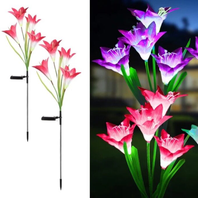 Set 2 Lampi Solare Decorative Tip Crini Rosii cu LED M374-23, 70cm, Lumina Eleganta, Design Elegant si Functionare Automata