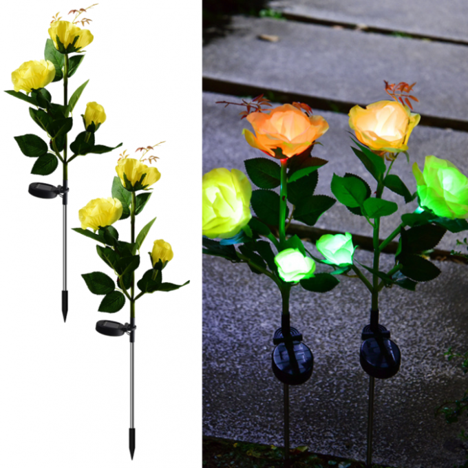 Set 2 Lampi Solare Decorative Tip Trandafiri Galbeni – Iluminare LED, Design Elegant si Functionare Automata 1 Set 2 Lampi Solare Decorative Tip Trandafiri Galbeni – Iluminare LED, Design Elegant si Functionare Automata
