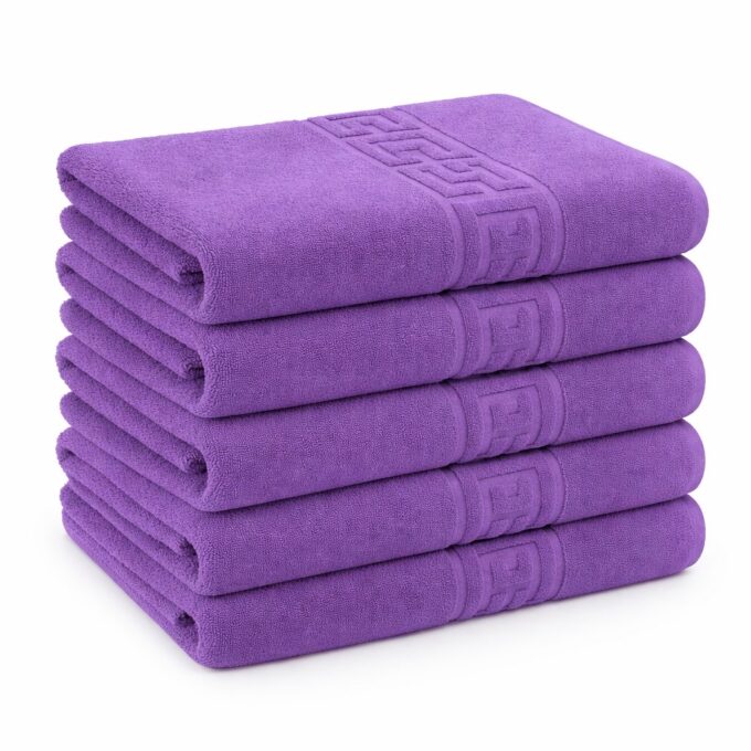 Set 5 prosoape mari 70x130cm, din 100% bumbac pakistanez, 500g, Mov