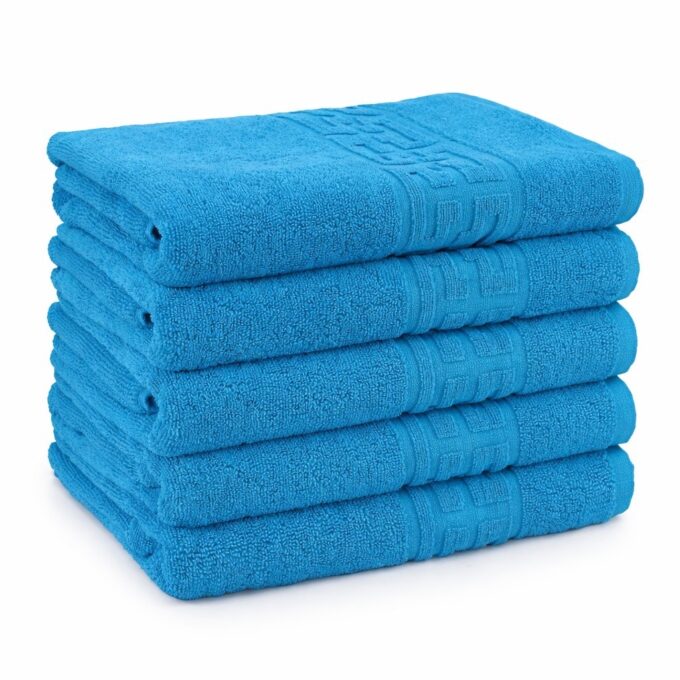 Set 5 prosoape mari 70x130cm, din 100% bumbac pakistanez, 500g, Bleu