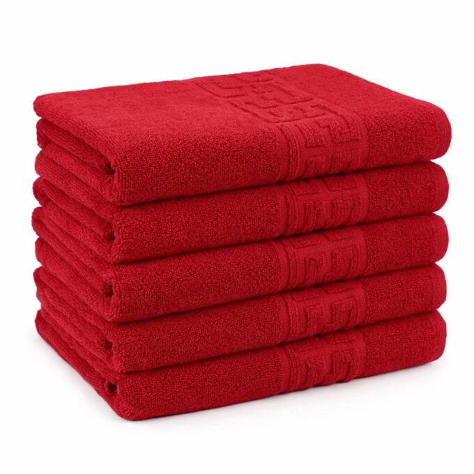 Set 5 prosoape mari 70x130cm, din 100% bumbac pakistanez, 500g, Rosu