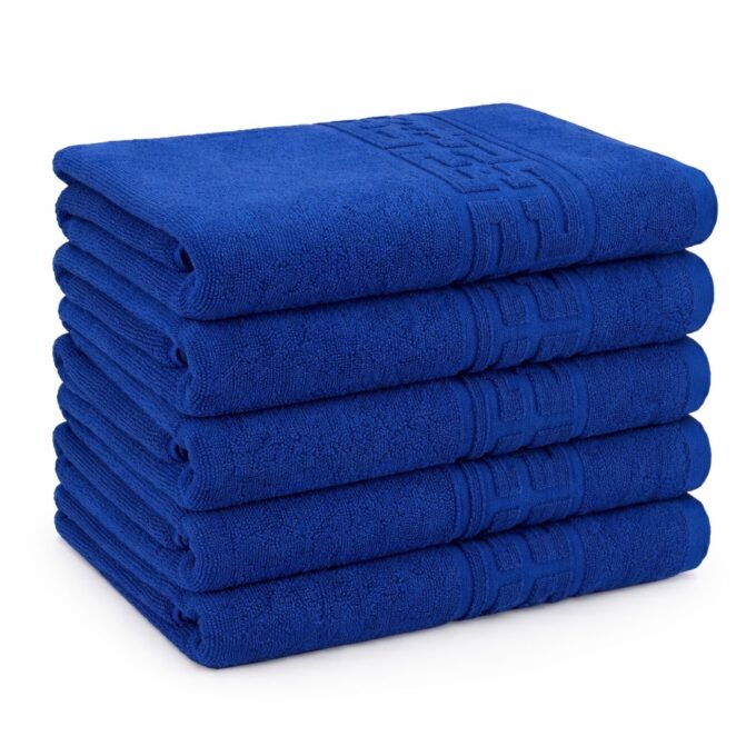 Set 5 prosoape mari 70x130cm, din 100% bumbac pakistanez, 500g, Albastru
