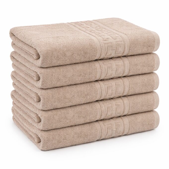 Set 5 prosoape mari 70x130cm, din 100% bumbac pakistanez, 500g, Bej