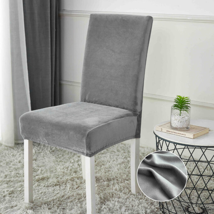 Set 6 huse universale pentru scaun, CATIFEA, Jojo Home, Gri deschis