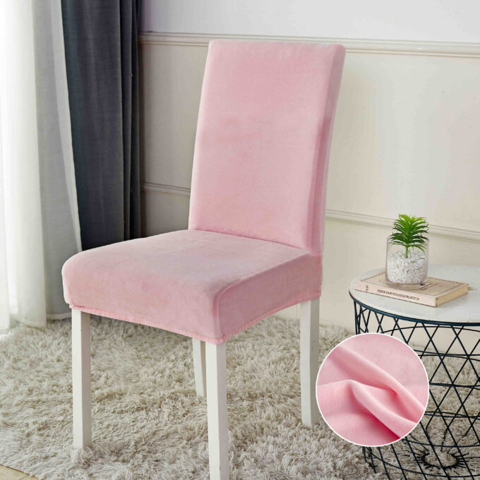 Set 6 huse universale pentru scaun, CATIFEA, Jojo Home, Roz deschis