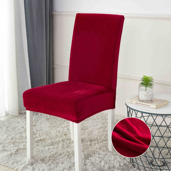 Set 6 huse universale pentru scaun, CATIFEA, Jojo Home, Rosu