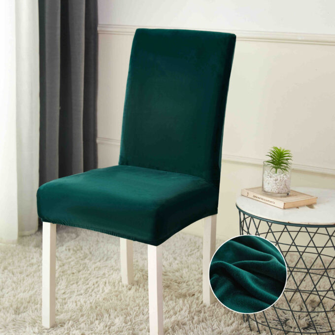 Set 6 huse universale pentru scaun, CATIFEA, Jojo Home, Verde Smarald