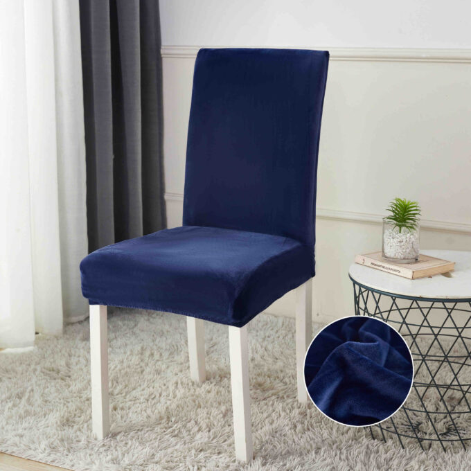 Set 6 huse universale pentru scaun, CATIFEA, Jojo Home, Bleumarin