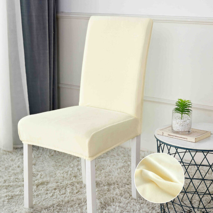 Set 6 huse universale pentru scaun, CATIFEA, Jojo Home, Ivoire