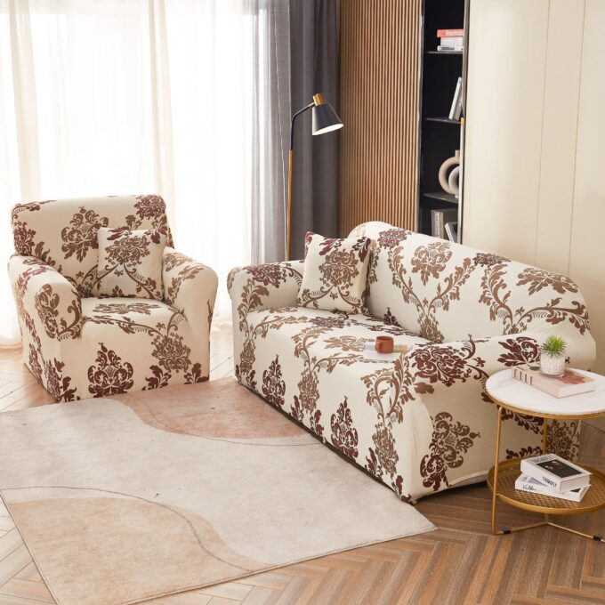 Husa Elastica Pentru Canapea 2 Locuri - M - Jojo Home, Bej-Maro, model elegant