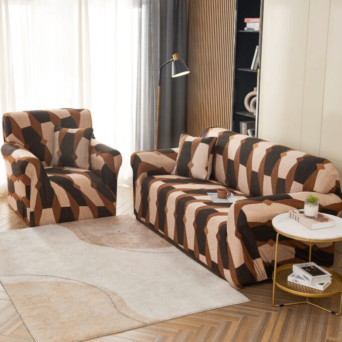Husa Elastica Pentru Canapea 2 Locuri - M - Jojo Home, Bej-Maro, model clasic