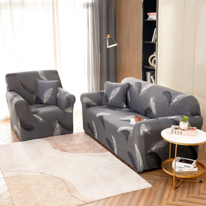 Husa Elastica Pentru Canapea 2 Locuri - M - Jojo Home, Gri, pene
