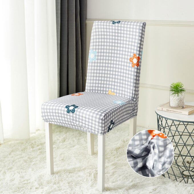 Set 6 huse universale pentru scaun, ELASTICE, Jojo Home, Gri, carouri, flori