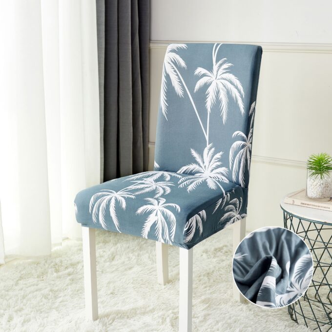 Set 6 huse universale pentru scaun, ELASTICE, Jojo Home, Albastru, palmieri