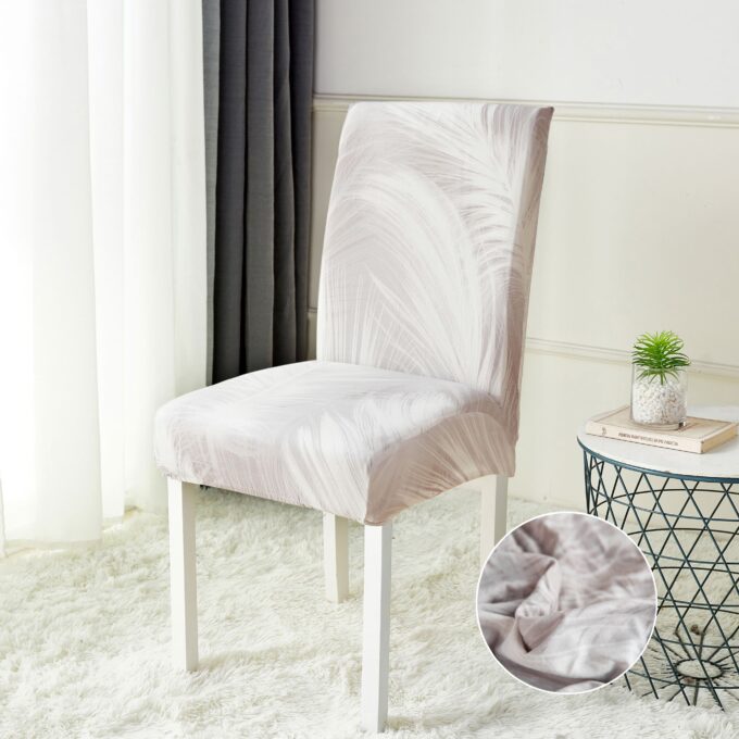 Set 6 huse universale pentru scaun, ELASTICE, Jojo Home, Gri, pene