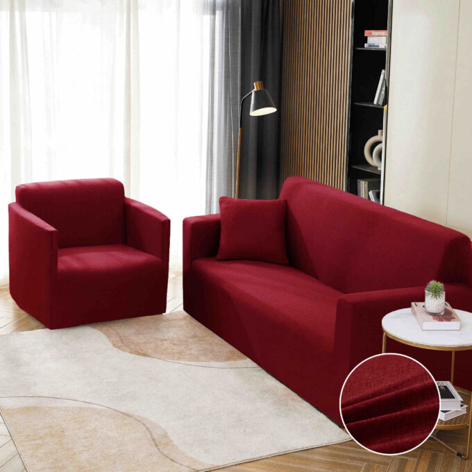 Husa Elastica Pentru Canapea 3 Locuri - L - Jojo Home, Visiniu