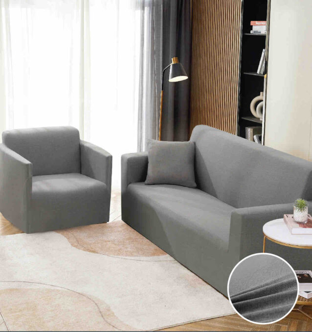 Husa Elastica Pentru Canapea 2 Locuri - M - Jojo Home, Gri deschis