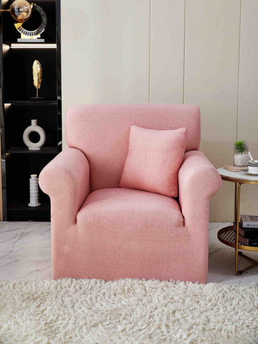 Husa Elastica, 90cm-130cm, pentru Fotoliu cu brate, Jojo Home, Catifea, Roz