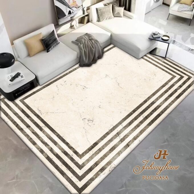 Covor 150x230cm pentru Dormitor si Living, Crem - Gri