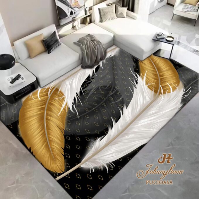 Covor 150x230cm pentru Dormitor si Living, Negru - Alb
