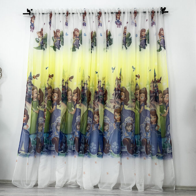 Perdea pentru copii din matase, model printese, 140cm latime x 260cm inaltime, cu rejansa pt bara