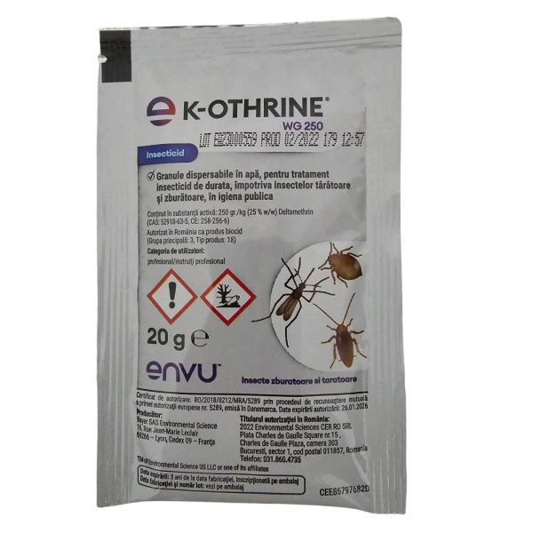 K-Othrine WG 250 20g solutie insecticid anti plosnite de pat gandaci muste tantari furnici purici viespi