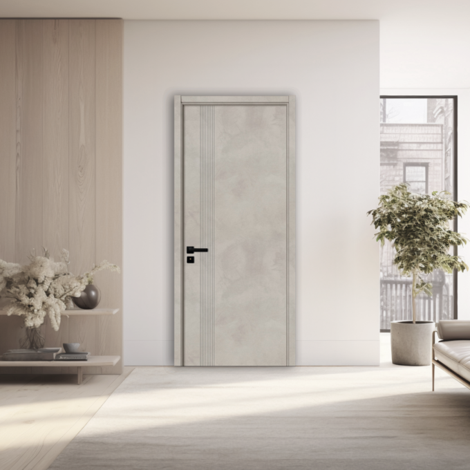 Usa interior din MDF  KM 507  reversibila  toc inclus  cement grey  60 x 200 cm