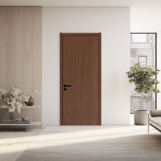 Usa interior din MDF  KM 507  reversibila  toc inclus  stejar inchis  80 x 200 cm