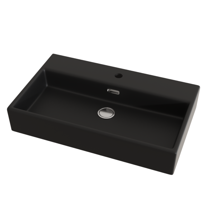 Lavoar baie pe blat Celesta Urban 70  70 x 41 x 14 cm  orificiu baterie ceramica  negru mat