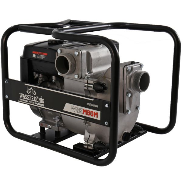 Motopompa 3"" pentru apa cu namol Wasserkonig WSKM80M, maxim 55 m³/ora , inaltime refulare max 20 m, motor euro V, benzina, putere 7 CP 1 Motopompa 3"" pentru apa cu namol Wasserkonig WSKM80M, maxim 55 m³/ora , inaltime refulare max 20 m, motor euro V, benzina, putere 7 CP