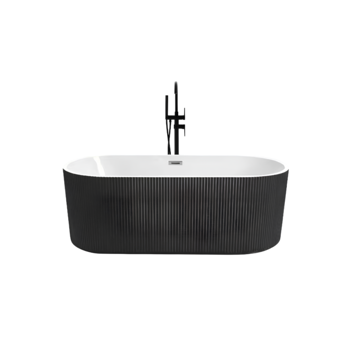 Cada baie freestanding Bella* BSM-203S  model 3D tip riflaj  170 x 80 x 58 cm  negru
