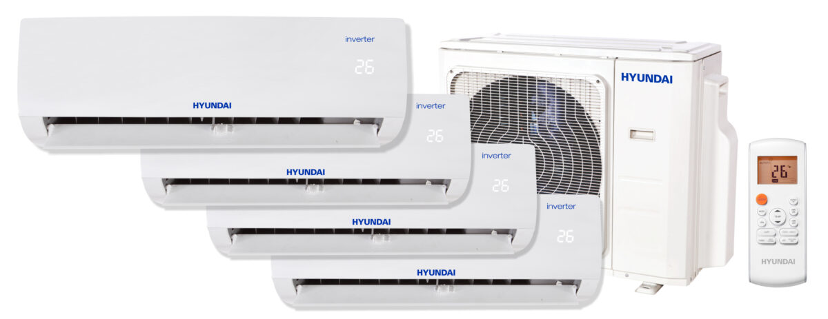 Pachet 4 camere, Aer conditionat multi-split Hyundai M, 3 x 9000 BTU + 18000 BTU, Inverter, kit Wi-Fi inclus, 3 x HSAFAU-09HRDN + HSAFCU-18HRFN + H4OB-36HFN8-Q