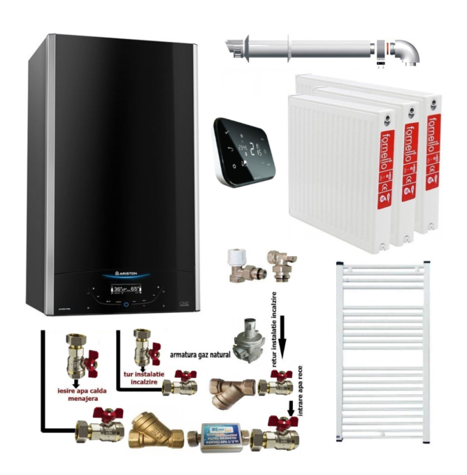 Pachet apartament cu 2 camere centrala murala in condensare Ariston Alteas One Net 24, 24 kw, Interfata cu ecran tactil, termostat Salus IT 500, kit de evacuare inclus, calorifere otel, kit armaturi centrala, robineti calorifere 1 Pachet apartament cu 2 camere centrala murala in condensare Ariston Alteas One Net 24, 24 kw, Interfata cu ecran tactil, termostat Salus IT 500, kit de evacuare inclus, calorifere otel, kit armaturi centrala, robineti calorifere