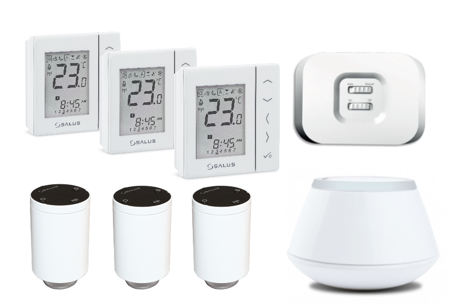 Pachet automatizare Salus Smart Home apartament sau casa 3 zone, pentru calorifere, termostat VS20WRF 1 Pachet automatizare Salus Smart Home apartament sau casa 3 zone, pentru calorifere, termostat VS20WRF