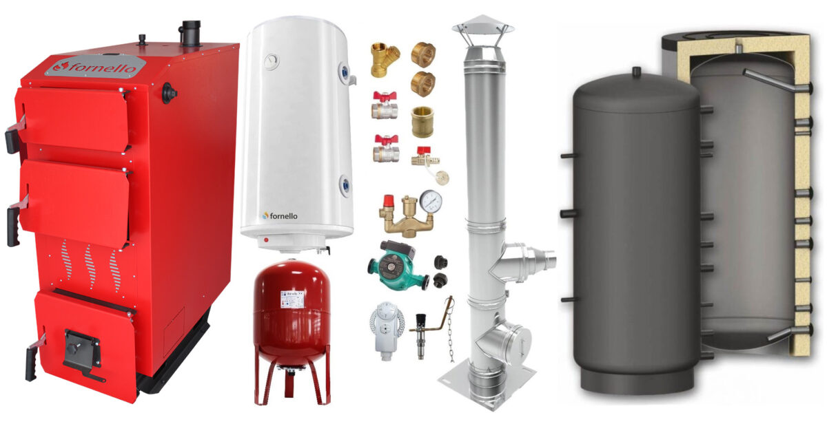 Pachet Cazan (centrala) pe combustibil solid, (lemn, carbune), Fornello Praktik 25 kW, Puffer 800 litri, Cos Inox, Boiler, Vas Expansiune, Pompa, Fitinguri Montaj 1 Pachet Cazan (centrala) pe combustibil solid, (lemn, carbune), Fornello Praktik 25 kW, Puffer 800 litri, Cos Inox, Boiler, Vas Expansiune, Pompa, Fitinguri Montaj