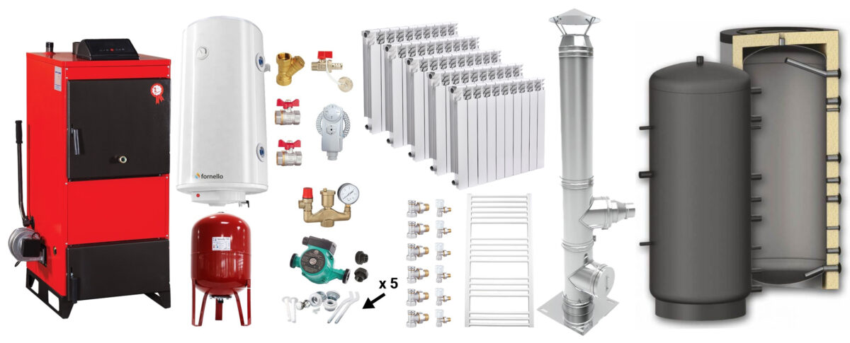 Pachet Centrala pe combustibil solid Fiama D2-25 Putere 29 kW, cu Ventilator si Automatizare, Puffer 800 litri, Cos inox, Calorifere aluminiu Fornello Alvo, Boiler Termoelectric, Pompa, Vas Expansiune si Fitinguri 1 Pachet Centrala pe combustibil solid Fiama D2-25 Putere 29 kW, cu Ventilator si Automatizare, Puffer 800 litri, Cos inox, Calorifere aluminiu Fornello Alvo, Boiler Termoelectric, Pompa, Vas Expansiune si Fitinguri