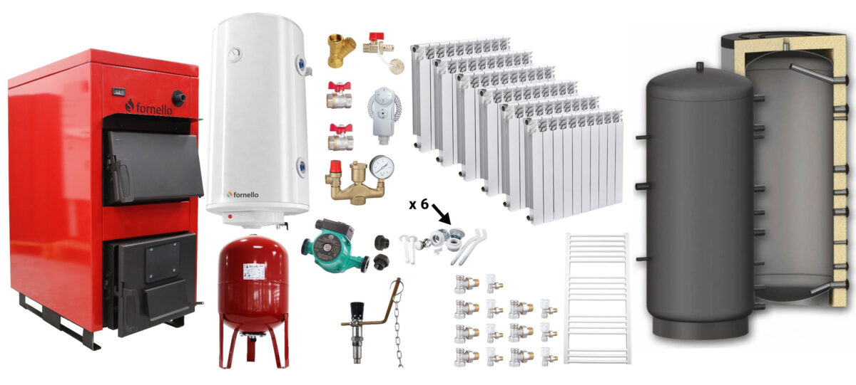 Pachet Centrala pe combustibil solid Fiama D2-40 Putere 46 kW, cu Ventilator si Automatizare, Puffer 1000 litri, Calorifere Aluminiu Fornello Alvo, Boiler Termoelectric, Pompa, Vas Expansiune si Fitinguri 1 Pachet Centrala pe combustibil solid Fiama D2-40 Putere 46 kW, cu Ventilator si Automatizare, Puffer 1000 litri, Calorifere Aluminiu Fornello Alvo, Boiler Termoelectric, Pompa, Vas Expansiune si Fitinguri