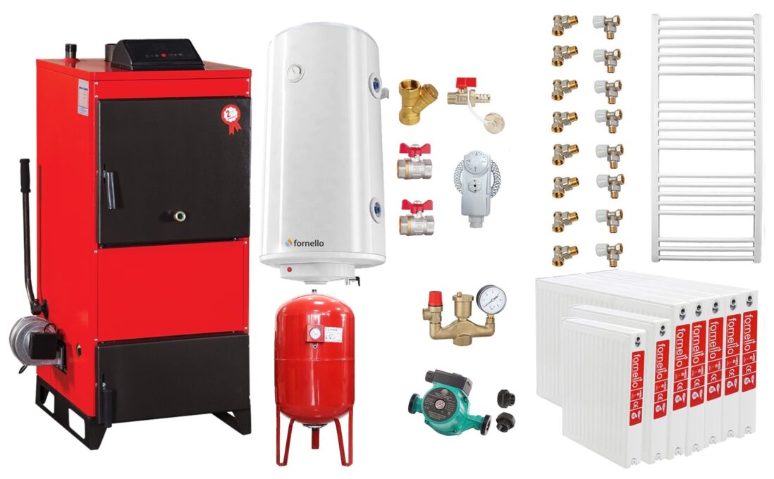 Pachet Centrala pe combustibil solid Fiama D2-60 Putere 70 kW, cu Ventilator si Automatizare, Radiatoare Otel, Boiler Termoelectric, Pompa, Vas Expansiune si Fitinguri 1 Pachet Centrala pe combustibil solid Fiama D2-60 Putere 70 kW, cu Ventilator si Automatizare, Radiatoare Otel, Boiler Termoelectric, Pompa, Vas Expansiune si Fitinguri